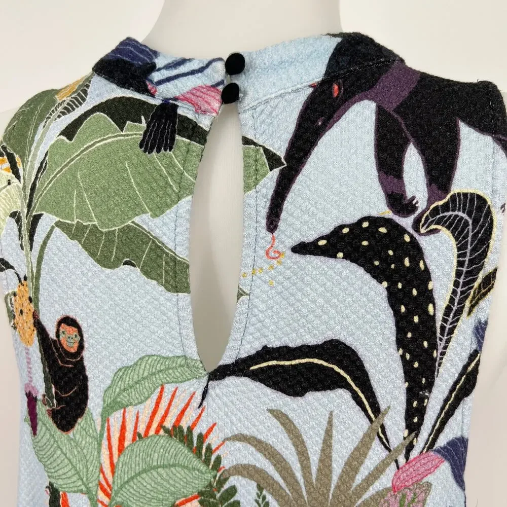 FARM Rio Tropical Halter Mini Dress XL Jungle Print Pockets Monkey Toucan Anthro - Picture 4 of 12
